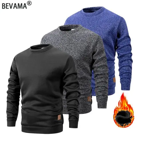 Image de Sweatshirt Homme Chaud Polaire Col Rond Hiver