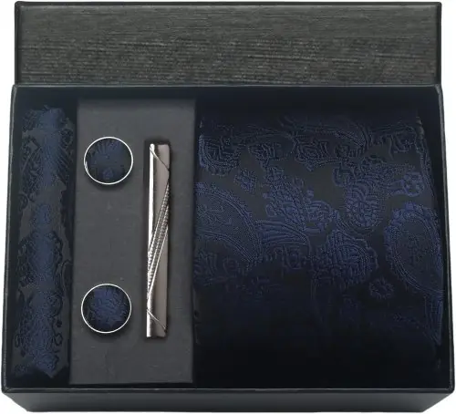 Image de Ensemble Cravate Homme Bleu Or - Élégance & Style
