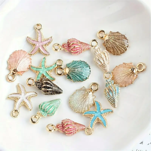 Image de Perles Nacrées Coquillages & Étoiles de Mer - Kit DIY Bijoux