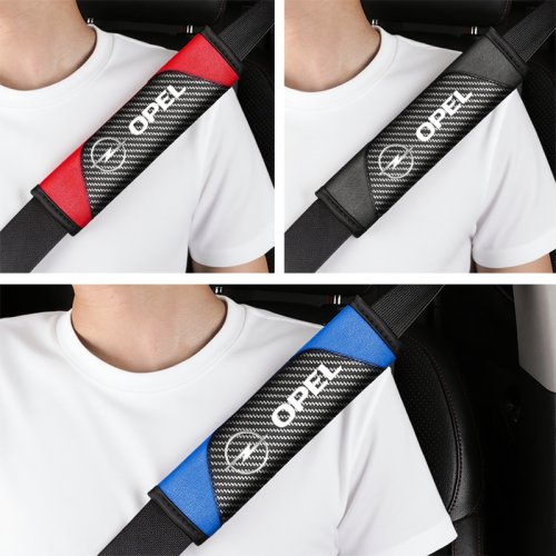 Zdjęcie 2 sztuki pasów bezpieczeństwa samochodowych z prawdziwej skóry i włókna węglowego oraz akcesoria samochodowe do Opel Insignia Astra Antara Meriva Zafira H G Corsa