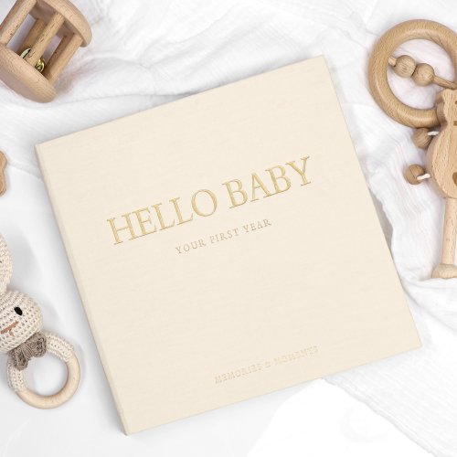 Immagine di ERATOPIC Tessuto di lino Hello Baby Memory Libro ricordo Rilegatura a spirale nascosta Diario di memoria per bambini per regalo baby shower