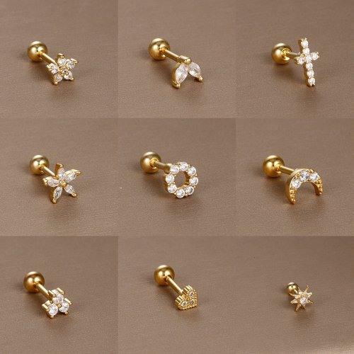 Zdjęcie Mini Kolczyk z Cyrkonem w Stali Nierdzewnej 316L – Elegancki Piercing do Helixa, Tragus i Innych Miejsc na Uchu dla Kobiet