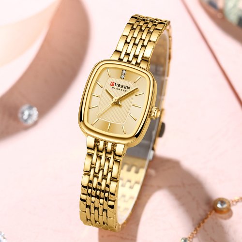 Image of Elegant Rectangular Quartz Watch for Women – Stainless Steel Strap, Waterproof Design, Modern Fashion Timepiece