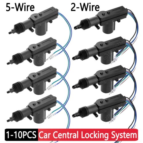 Image of 10-Piece 12V Car Door Central Locking Actuator Kit with 2-Wire Motor for Auto Remote Central Locking System and Vehicle Security Alarm