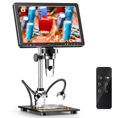 Zdjęcie RIEVBCAU 10.1 ''mikroskop cyfrowy HDMI 2000X mikroskop na monety z 10 diodami LED 20MP mikroskop lutowniczy do elektroniki, PCB, naprawa