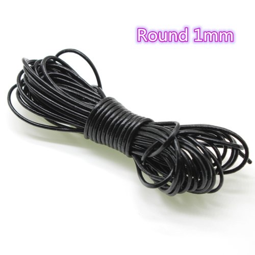 Imagen de Cordón de Cuero Auténtico Negro para Joyería - 2m