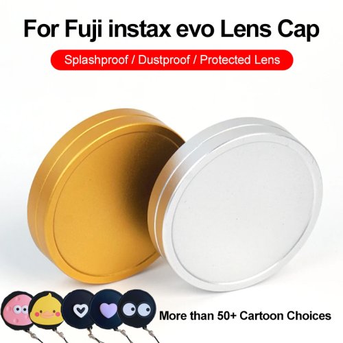 Zdjęcie Elegancka Ochronna Osłona z Metalu i Silikonu dla Fujifilm Mini Instax Evo – Złota i Srebrna Wersja z Miękką Wewnętrzną Warstwą do Ochrony Obiektywu