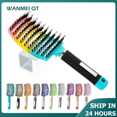 Imagen de Cepillo Mágico Natural para Masaje Capilar y Desenredar Cabello Rizado Húmedo - Herramienta Profesional para Mujeres