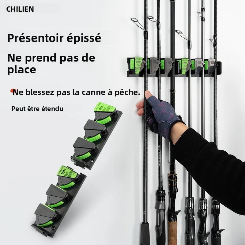Afbeelding van LINNHUE Wandmontage en 3M zelfklevende hengelhouders Verticaal hengeldisplayrek 3-gaats kan splitsen