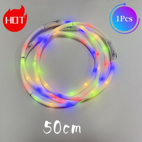 Imagen de Collar LED Luminoso para Perros y Gatos con Silicona Suave, Brillo Ajustable en 4 Modos, Ideal para la Prevención de Pérdida y Seguridad Nocturna