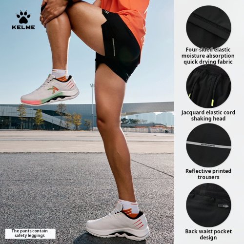 Image of Kelme Men's Running Shorts Moisture Wicking Quick-drying Pants Marathon Training Shorts Outdoor Sports Woven Shorts