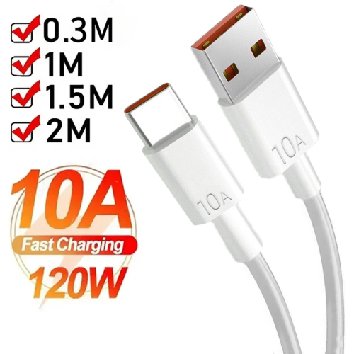 Zdjęcie Kabel USB do Type-C Android 120W 10A Super Szybkie Ładowanie do Huawei P40 Honor Kabel do Transmisji Danych do Xiaomi Redmi 0.3/1M/1.5M/2M