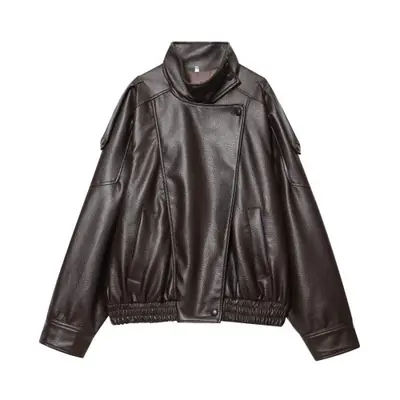 Image de Veste Faux Cuir Femme Col Montant - Style Urbain Automne/Hiver