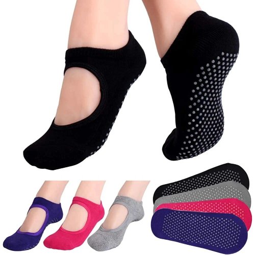 Image de Chaussettes de Yoga Antidérapantes Femme - Coton Naturel