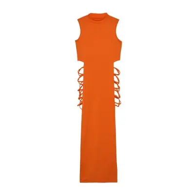 Robe Sexy à Découpes Croisées avec Col Montant