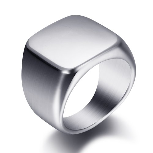 Afbeelding van Initiële Graveren Custom Ringen Voor Mannen Roestvrij Staal Mannelijke Zegel Blanco Sieraden Ring Band Hoog Gepolijst Zilver Tone U.S. Maat