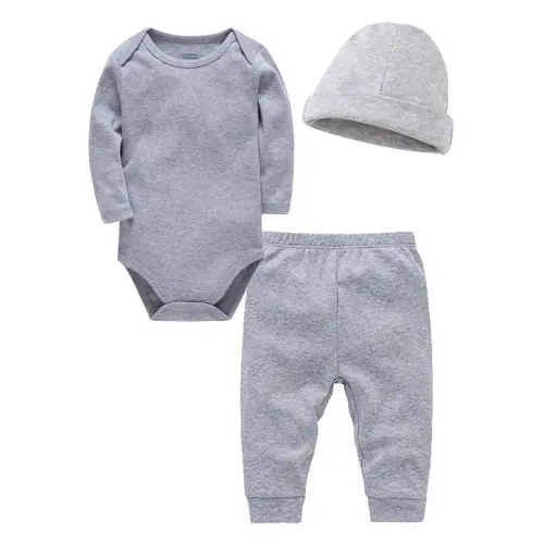 Image de Ensemble Bébé 3 Pièces Coton - Barbotteuse + Pantalon + Chapeau