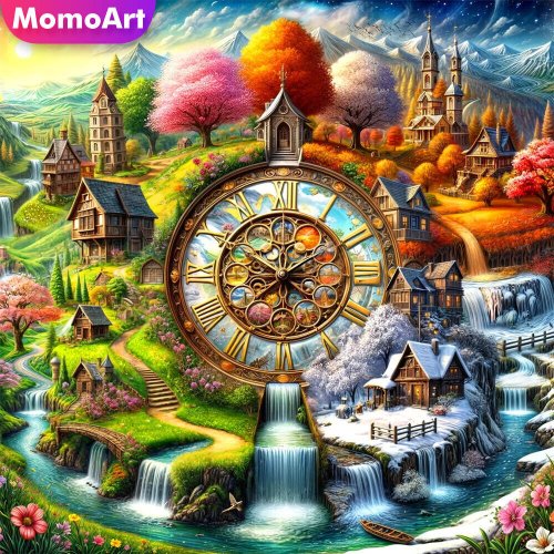 Imagen de Mosaico de Diamantes Animal Oso con Diseño de Luna: Pintura de Diamantes Redonda Completa para Manualidades Hechas a Mano