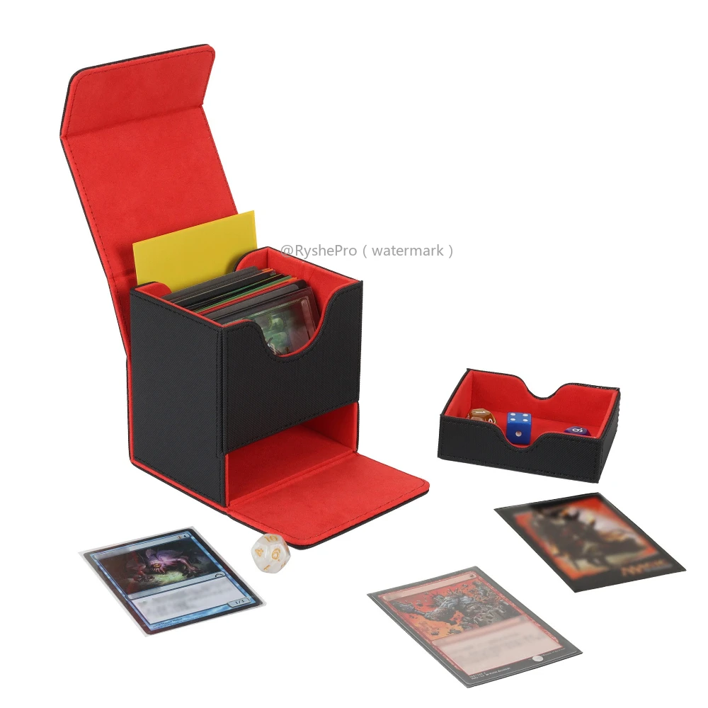 Zdjęcie Pudełko na karty Commander do Magic: The Gathering – pojemność na ponad 100 kart, 2 przegródki i tacka na kości, kompatybilne z kartami MTG, PTCG, Magic, Baseball i sportowymi
