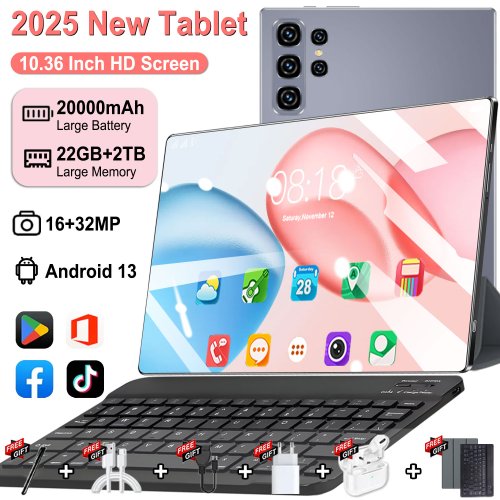 Immagine di Tablet 5G S11 Ultra 10.36 Pollici con 22GB RAM, 2TB ROM, Batteria da 20000mAh, Android 13, Bluetooth, GPS e Tastiera Inclusa