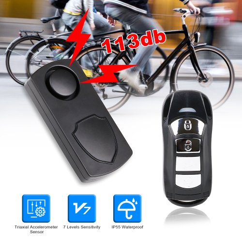 Image of Wireless Bicycle Vibration Alarm with Remote Control – Waterproof Electric Motorcycle and Scooter Security System for Anti-Theft Protection
