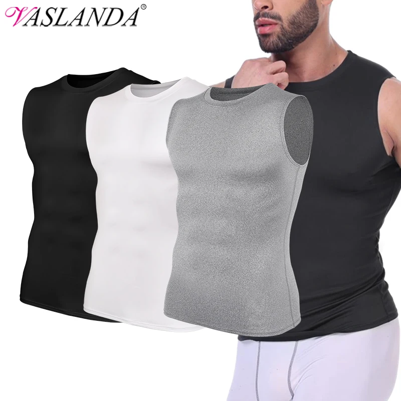Image of Men Compression Tank Top Slim Sleeveless Vest Breathable Quick Dry for Fitness Gym Sweat Cycling Active Tops