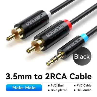 Image de Câble Audio 3.5mm vers 2 RCA - Splitter Jack pour Smartphone et Home Cinéma