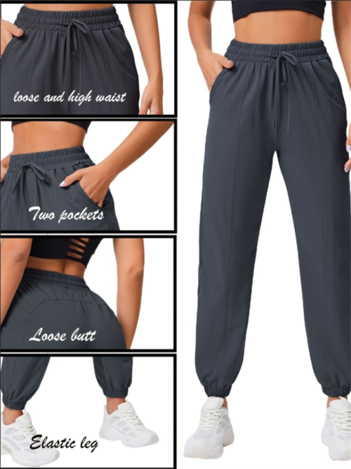 Immagine di Pantaloni Sportivi Larghi da Donna con Tasche Laterali – Ideali per Corsa, Fitness, Yoga e Attività All'Aperto