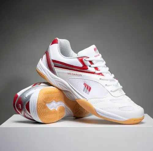 Image de Chaussures de Badminton Pro Anti-Dérapantes - Bleu/Rouge