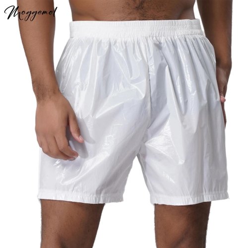 Immagine di Pantaloncini Boxer da Uomo con Effetto Bagnato, Cerniera Laterale e Cintura Elastica – Pantaloncini da Spiaggia Stile Costume da Bagno, Pantaloni Larghi per Feste e Discoteca