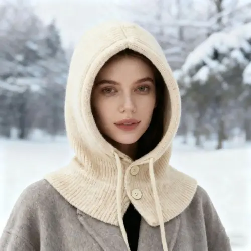 Image de Cagoule Hiver Chaude - Écharpe, Bonnet & Capuche en Tricot