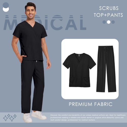 Afbeelding van Comfortabele Scrubs Uniformen voor Mannen en Vrouwen – Rechte Broek Set voor Medische, Chirurgische en Verpleegkundige Werkkleding, Geschikt voor Tandheelkundige Klinieken en Zorginstellingen