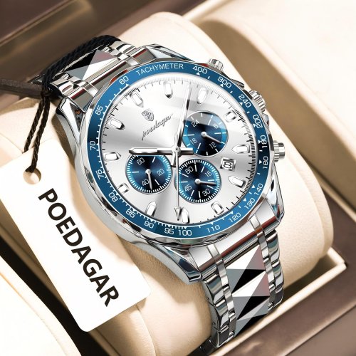 Image de Montre Homme Luxe Étanche - Chronographe Quartz Acier Inoxydable