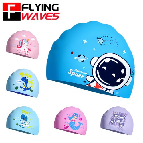 Imagen de Gorro de Natación para Niños y Niñas con Diseño de Dibujos Animados, Hecho de Silicona de Alta Elasticidad, Impermeable y Adecuado para Pelo Largo – Accesorio Ideal para la Piscina