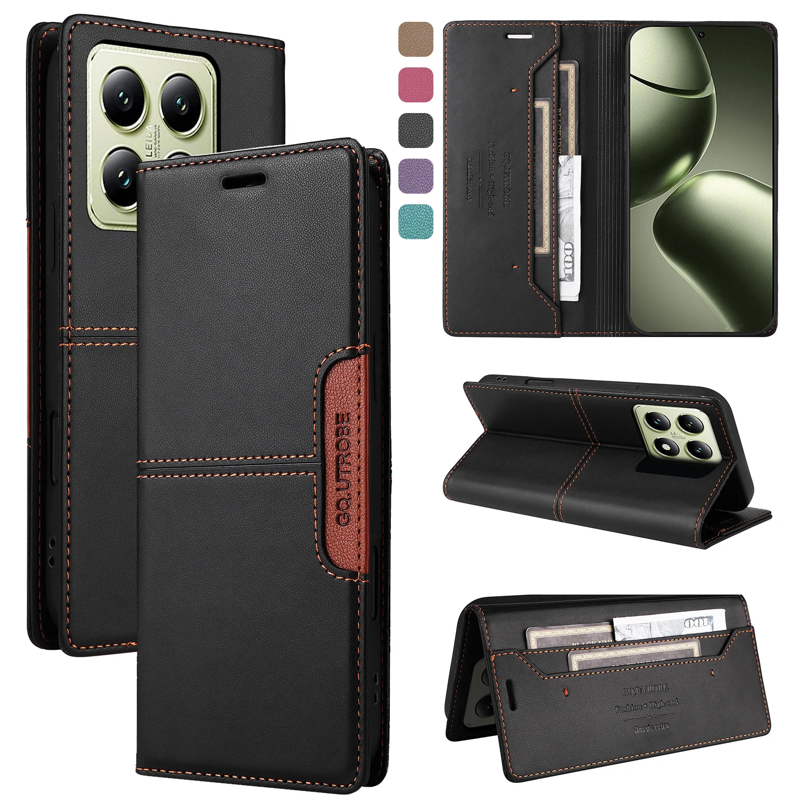 Bild von Leder Handytasche für Xiaomi Mi 15T 14T 13T 12T 11T Pro Magnetische Flip Wallet Poco X7 X6 X5 F6 M6 Pro X3 F3 Karte Brieftasche Abdeckung