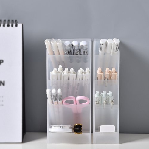 Imagen de Organizador de Escritorio Multifuncional con 4 Rejillas, Portalápices y Caja de Almacenaje para Maquillaje y Accesorios de Papelería – Ideal para Escuela y Oficina
