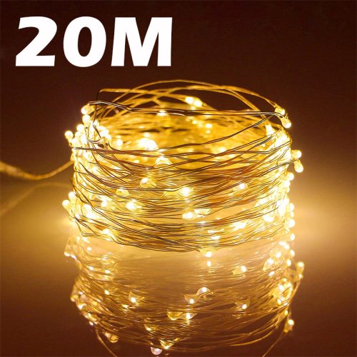 Afbeelding van Usb Led Kerstverlichting Koperen Draad String 20M 200led Vakantie Buitenlamp Slinger Voor Kerstboom Bruiloft Feest Decoratie