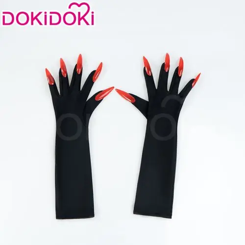 Image de Perruque Alastor Cosplay - Rouge & Noir, Oreilles, Lunettes, Gants