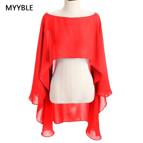 Immagine di Cape in Chiffon per Sposa - Bolero Elegante da Sera per Matrimonio, Abito da Cerimonia e Eventi Speciali