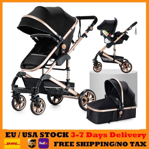 Immagine di Passeggino 3 in 1 per neonati Macchinine Carrozzina Carrozzina portatile Carrello leggero con funzione reclinabile per accessori per bambini