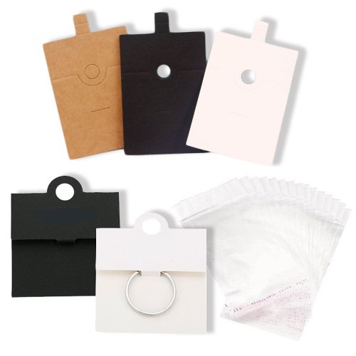 Afbeelding van Stijlvolle Hangtags voor Sieraden – Zwarte & Witte Kraftpapier Labels