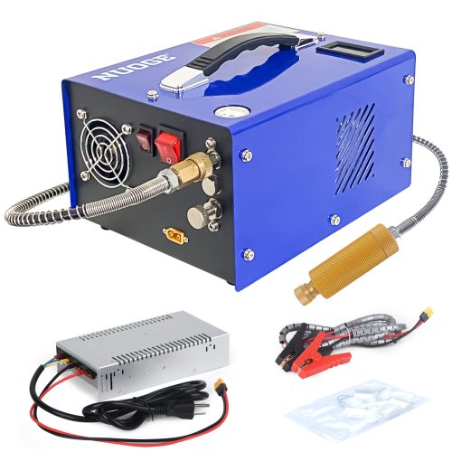 Immagine di Compressore d'aria PCP Nuoge 300 bar 4500 PSI con valvola antideflagrante, 12V/110V/220V – Ideale per il riempimento di cilindri subacquei e attrezzature da immersione
