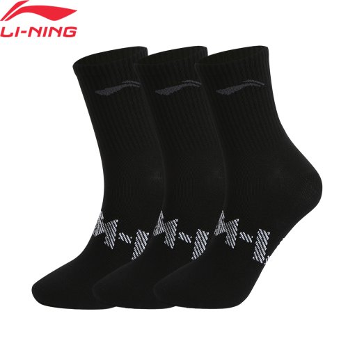 Afbeelding van Li-Ning Unisex Sport Sokken Set van 3 Paar - Ademende Voering met Letters, Geschikt voor Mannen en Vrouwen (24-28 cm), Model AWTv005