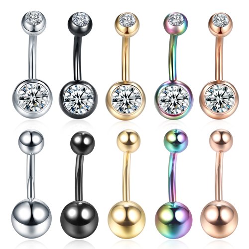 Zdjęcie Stalowy Pierścień do Pępka 14G – Elegancki Piercing dla Kobiet