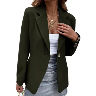 Image de Blazer Femme Élégant - Blanc, Kaki, Noir - Coupe Décontractée