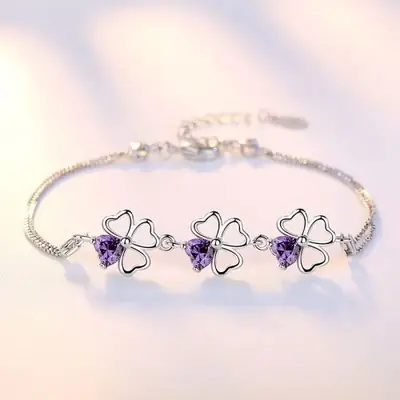 Image de Bracelet Trèfle en Argent 925 - Porte-Bonheur Élégant