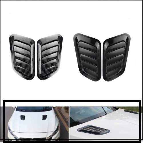 Bild von Universal Carbon Faser Universal Auto Haube Scoop Lufteinlass Schnelle Fluss Vent Dekorative Trim Styling 2PCS Außen Dekoration