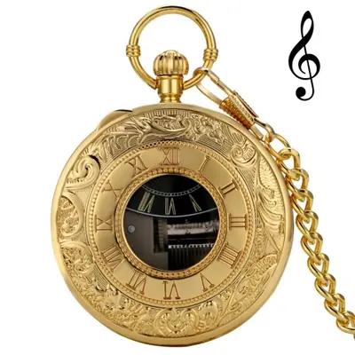 Image de Montre de Poche Musicale avec Chiffres Romains