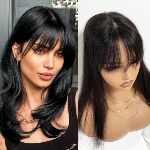 Image of Breathable Silk Base Human Hair Topper with Bangs – 4 Sizes, Natural Scalp Finish, European Virgin Human Hair Pieces for Women