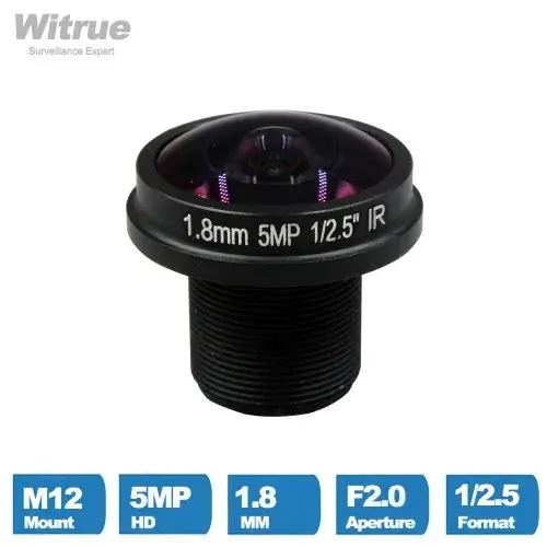 Image de Objectif Fisheye HD 5MP 180° pour Caméra de Surveillance